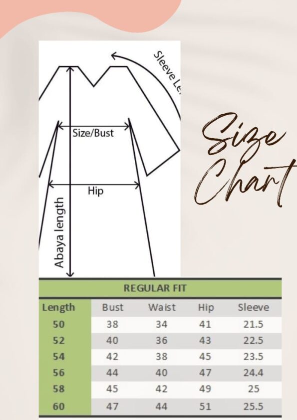 abaya size chart